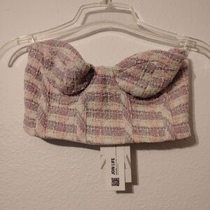 Zara NWT Bustier Plaid Sleeveless Crop Top Corset
